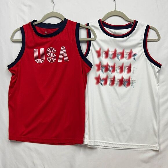 All In Motion Sleeveless USA Tank Tops 2-Pack XL (14)‎ Red & White Americana - Picture 1 of 6